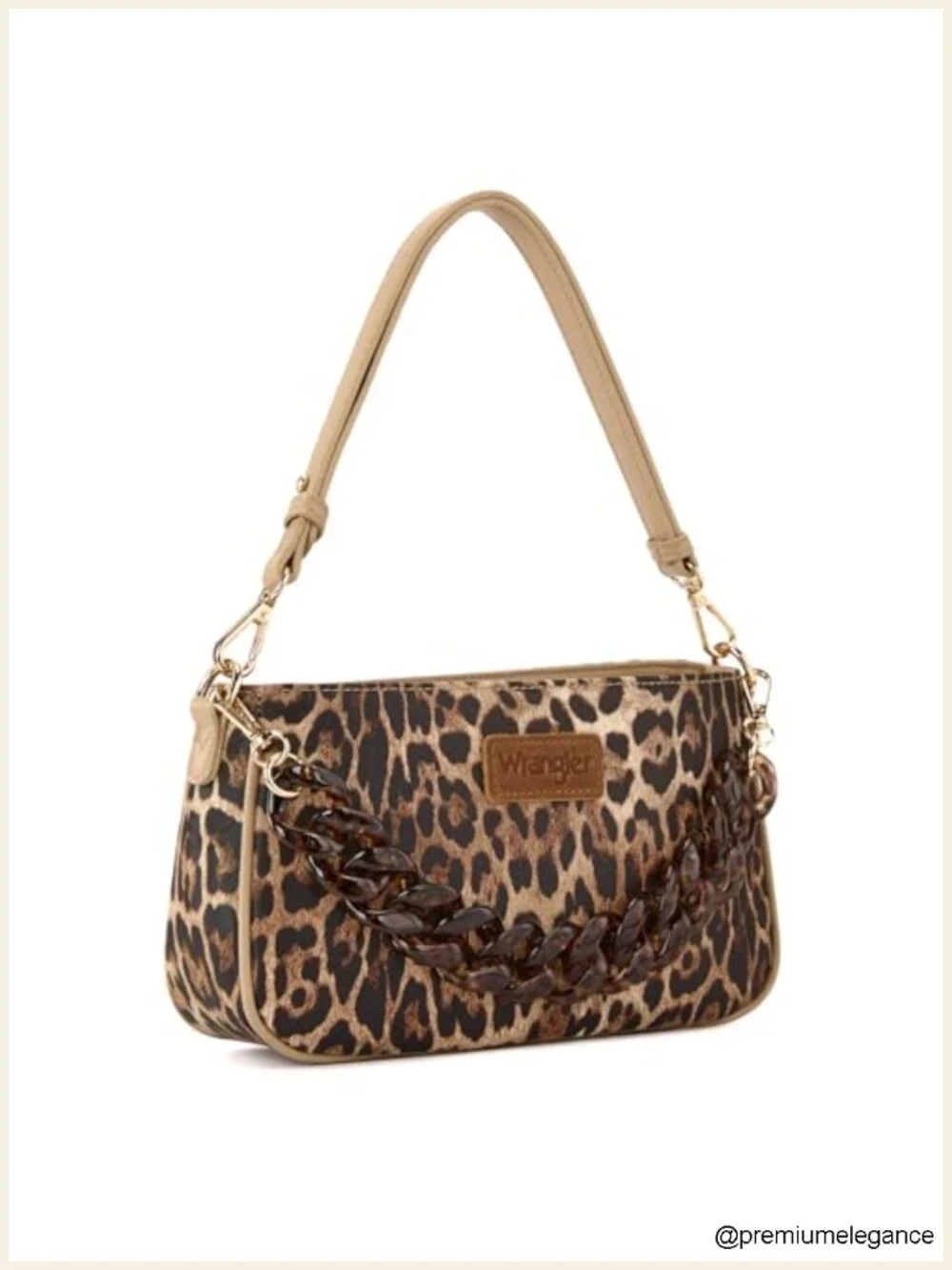 Faux Leather Small Shoulder Bag Hobo Clutch Purse with Acrylic Chain Strap